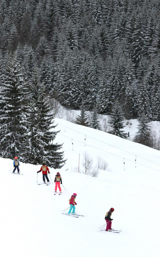 Skieurs sur le domaine Oz-Vaujany